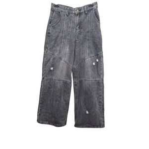 Romwe Men's‎ Distressed Wide-Leg Gray Denim Jeans Size 28